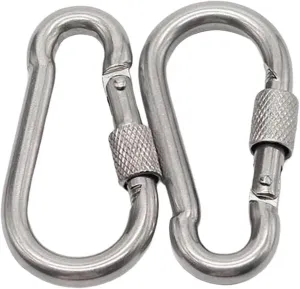 Carabiner Clips 2Pack M6//M7/M8 Stainless Steel Carabiner Screw Lock Link Hook Set D-Ring Carabiners(80x40x8mm)