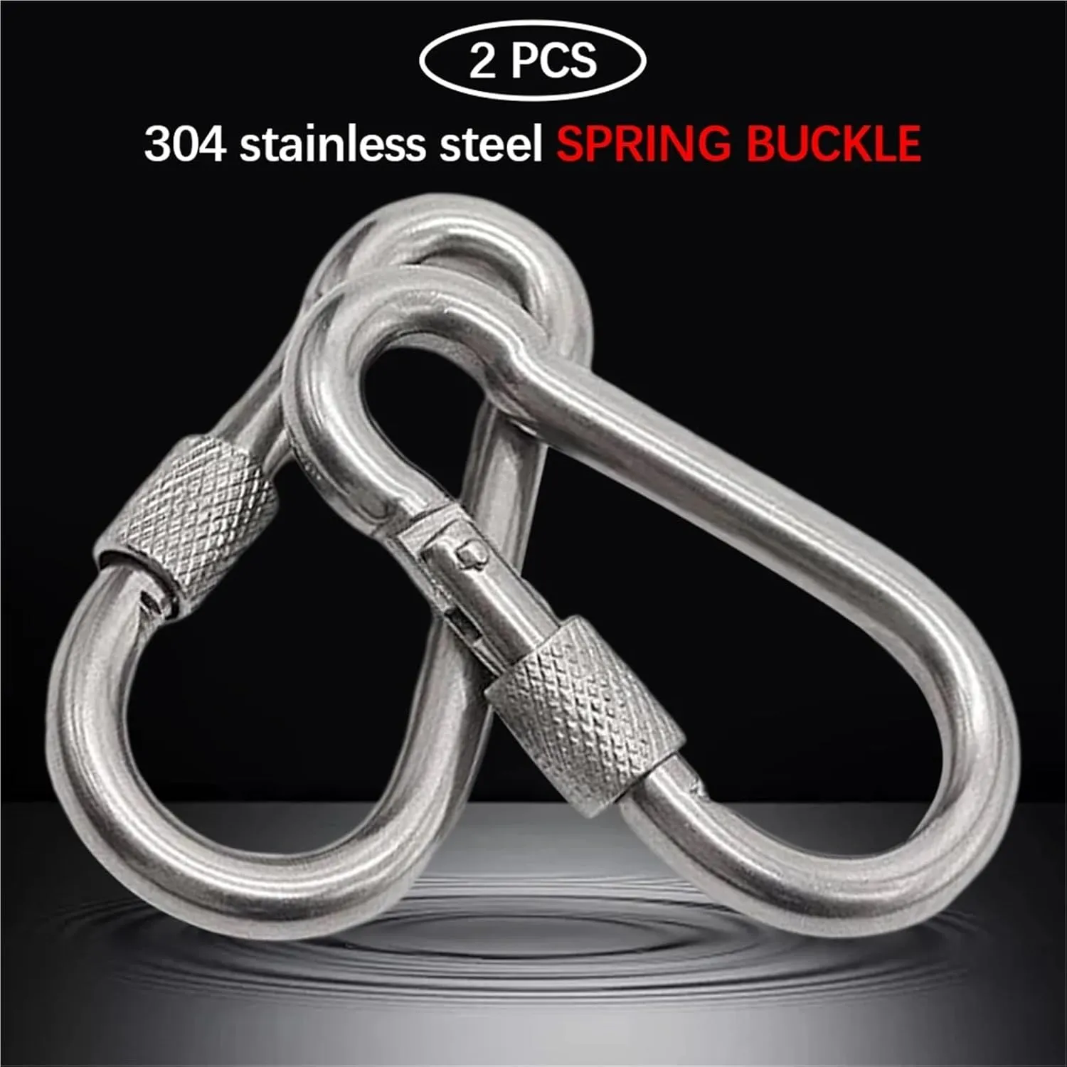 Carabiner Clips 2Pack M6//M7/M8 Stainless Steel Carabiner Screw Lock Link Hook Set D-Ring Carabiners(80x40x8mm)