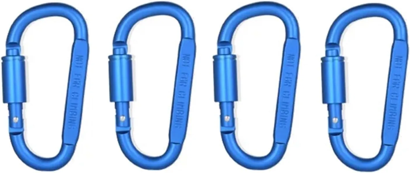 Carabiner Clips 4PCS Carabiner Set for Key Camping Survival Outdoor Keychain Clip Alloy Aluminum(D-4 Blue)