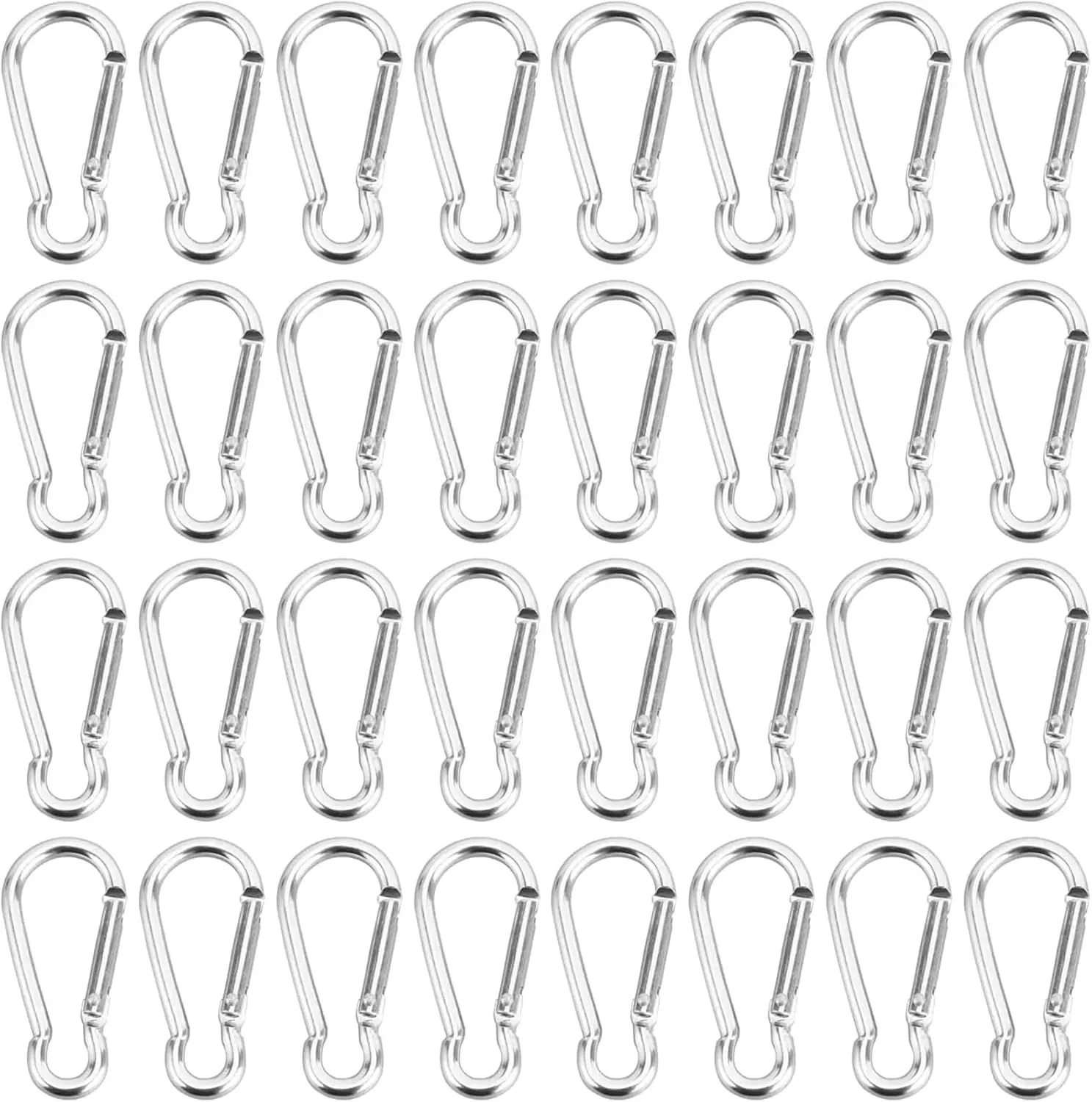 Carabiner Clips 50mm Carabiner with Aluminum Spring Door Clips Keychain Mini Hooks Clips Camping Hiking Fishing(50pc)