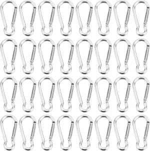 Carabiner Clips 50mm Carabiner with Aluminum Spring Door Clips Keychain Mini Hooks Clips Camping Hiking Fishing(50pc)