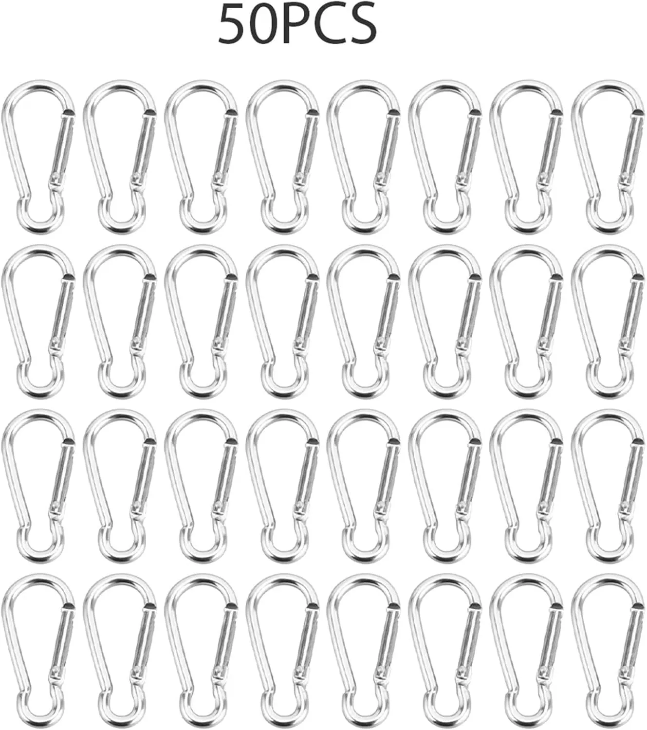 Carabiner Clips 50mm Carabiner with Aluminum Spring Door Clips Keychain Mini Hooks Clips Camping Hiking Fishing(50pc)