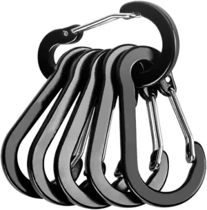 Carabiner Clips 6/12pcs Outdoor Camping Multi Tool Mountaineering Buckle Steel Small Carabiner Clips Fishing Climbing(6Pcs-Black)