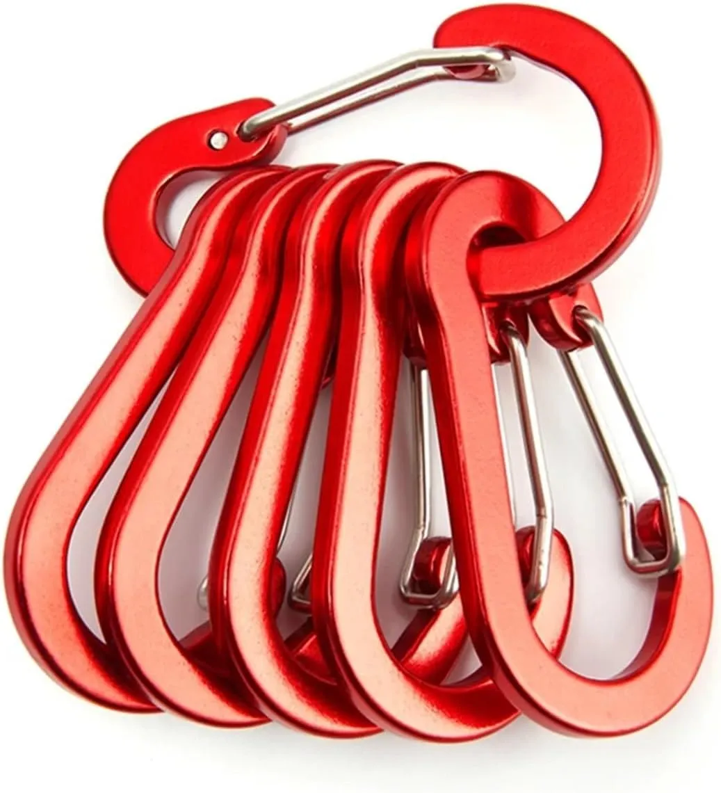 Carabiner Clips 6/12pcs Outdoor Camping Multi Tool Mountaineering Buckle Steel Small Carabiner Clips Fishing Climbing(6Pcs-Black)