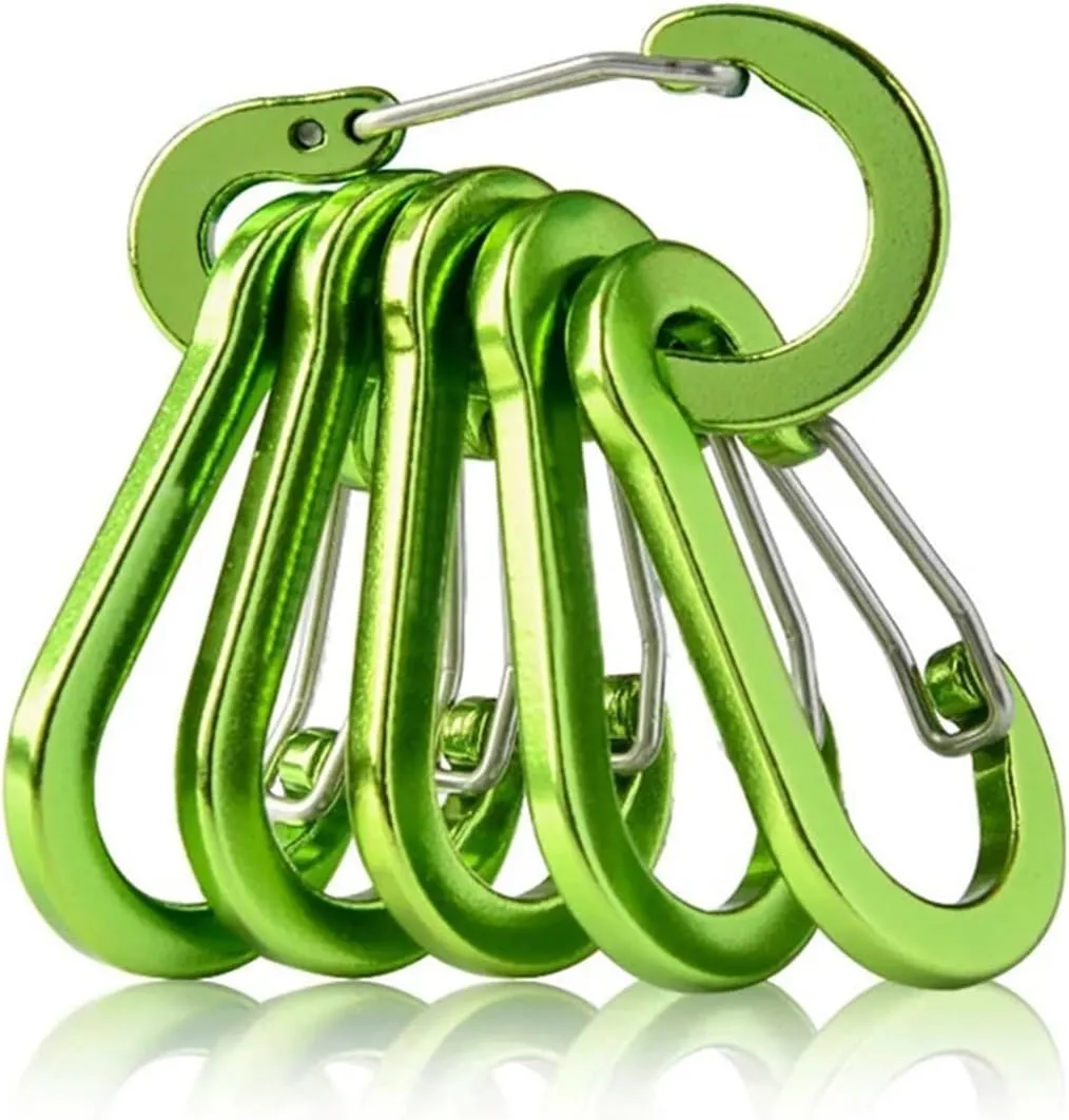 Carabiner Clips 6/12pcs Outdoor Camping Multi Tool Mountaineering Buckle Steel Small Carabiner Clips Fishing Climbing(6Pcs-Black)
