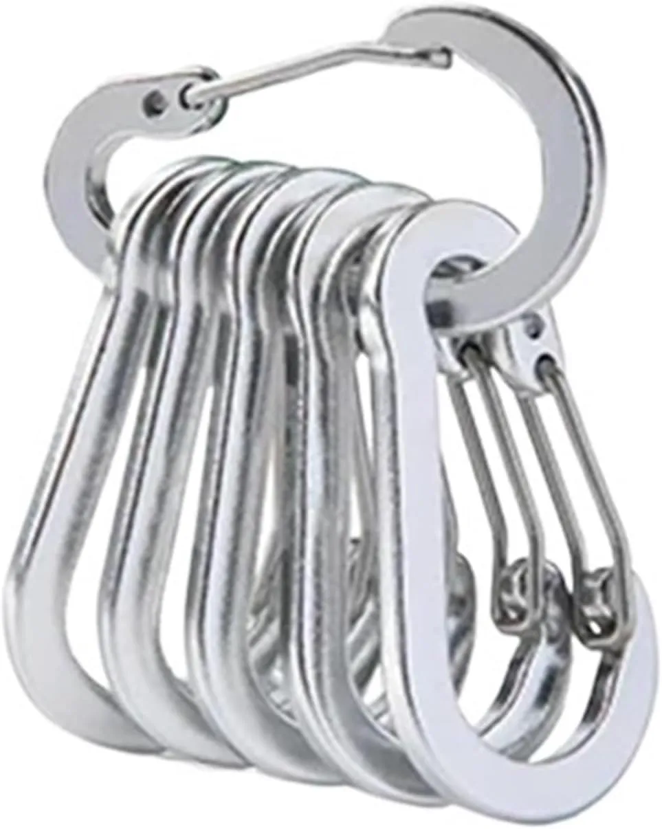Carabiner Clips 6/12pcs Outdoor Camping Multi Tool Mountaineering Buckle Steel Small Carabiner Clips Fishing Climbing(6Pcs-Black)