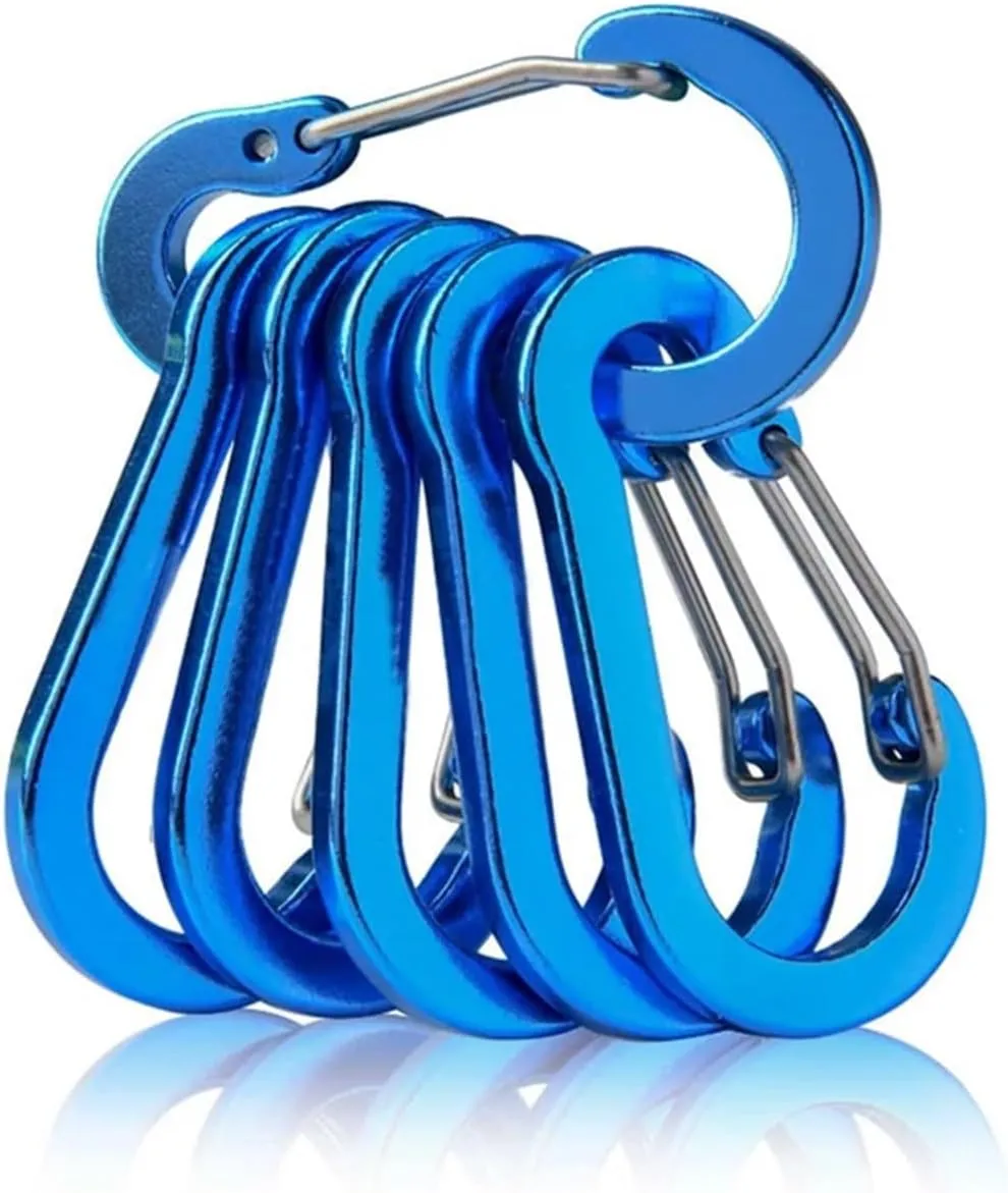 Carabiner Clips 6/12pcs Outdoor Camping Multi Tool Mountaineering Buckle Steel Small Carabiner Clips Fishing Climbing(6Pcs-Black)