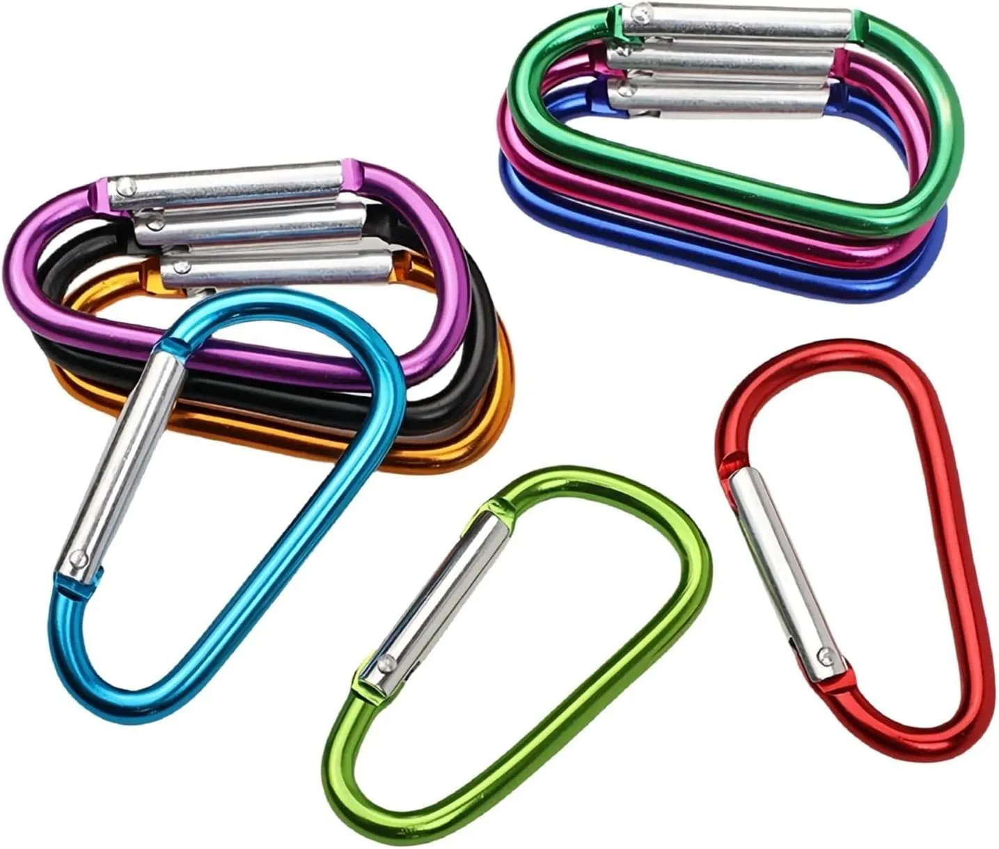 Carabiner Clips Carabiner Clip Set Aluminium Alloy Tourist Hooks Fishing Carbin Buckle Caribiner Key(10pcs Black Color)