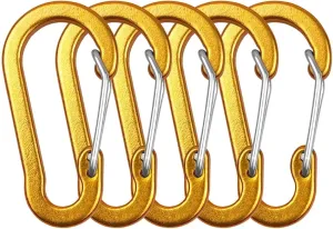 Carabiner Clips Carabiner Clips Mini Aluminum Alloy Keychain Carabiner Clip D Rings for Camping Hiking Fishing Backpacking(Gold 5 Pack)