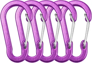 Carabiner Clips Carabiner Clips Mini Aluminum Alloy Keychain Carabiner Clip D Rings for Camping Hiking Fishing Backpacking(Purple 5 Pack)