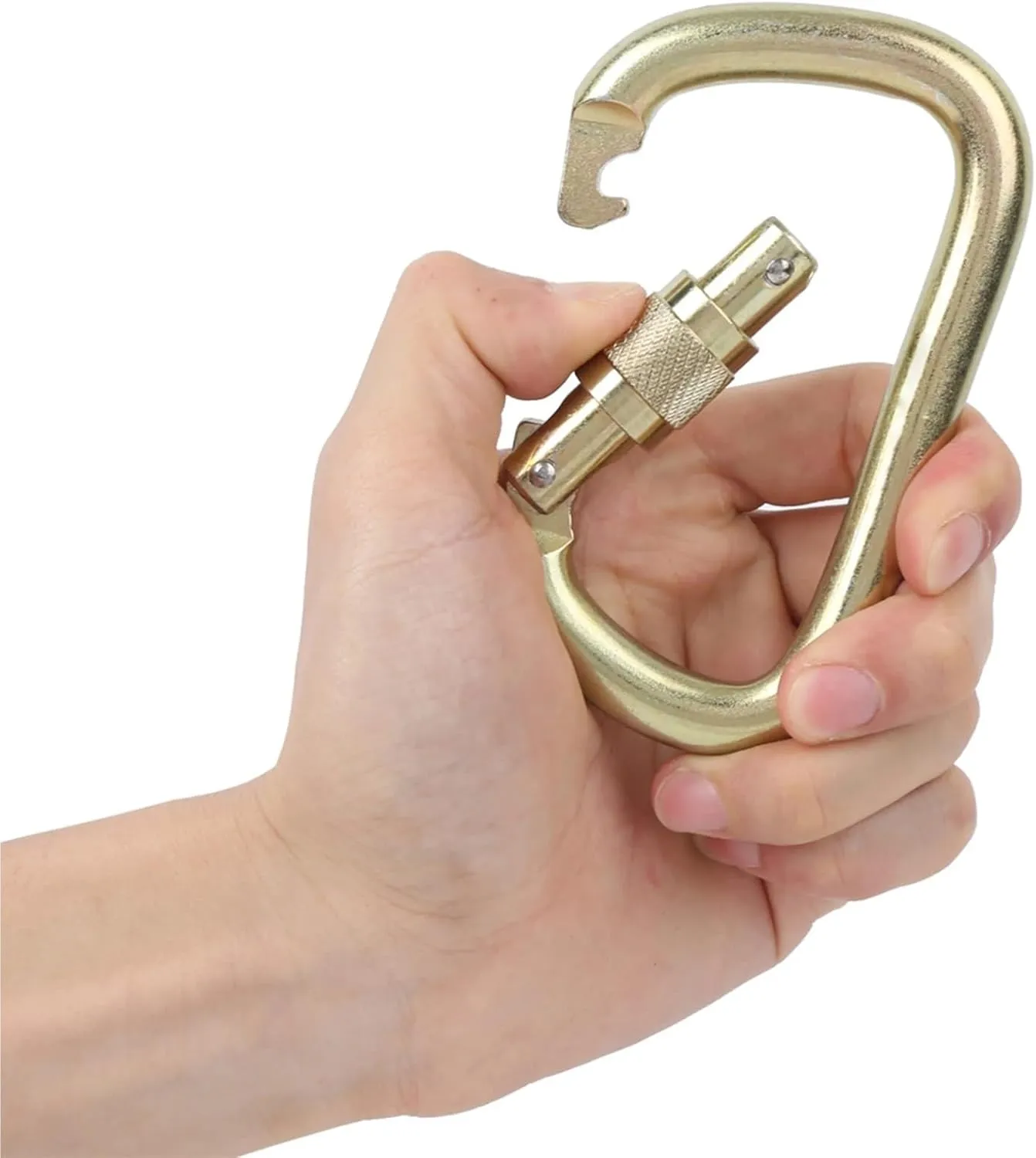 Carabiner Clips Large Size Carabiner, 40CR 45KN High Load Bearing Master Lock Outdoor Screwgate D Shaped Carabiner(Silver)