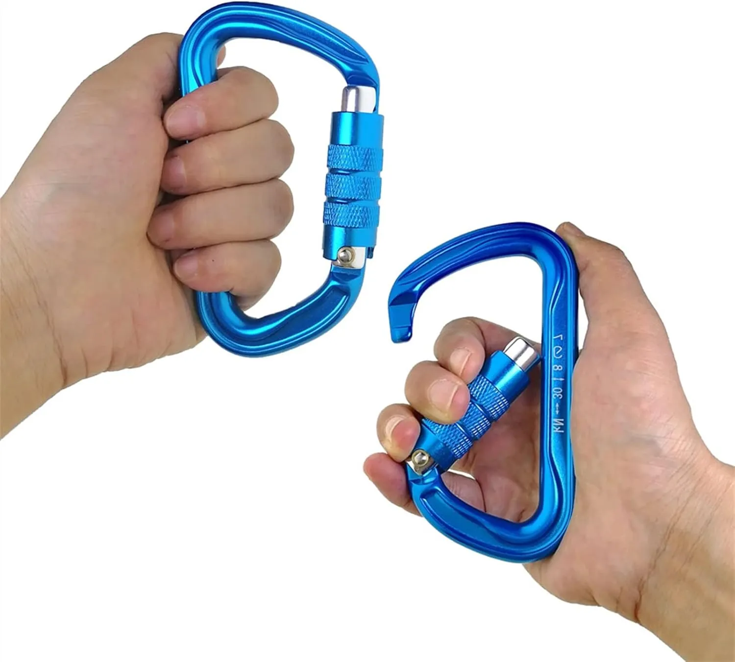 Carabiner Clips,Spring Clips， 30KN Rock Climbing Auto LockingBlue D-Shaped Master karabiner Hook for Climbing Caving Mountaineering Arborist Tree