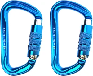Carabiner Snap Hooks 30KN Rock Climbing Auto LockingBlue D-Shaped Master karabiner Hook for Climbing Caving Mountaineering Arborist Tree