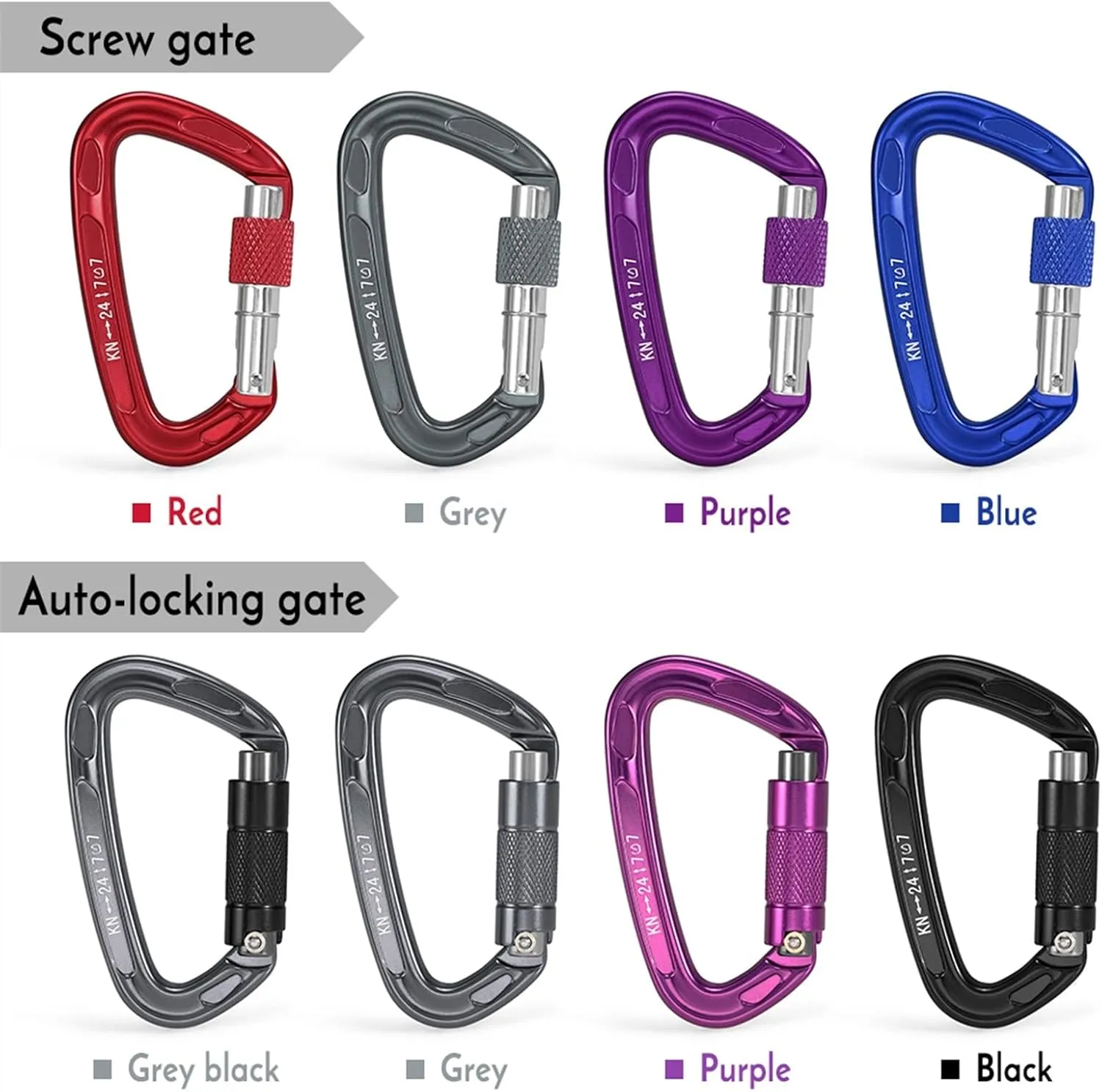 Carabiner Snap Hooks Outdoor 24KN Twist Locking GateAuto Lock D-Ring Buckle Climbing Rappelling Canyoning Hammock Locking Clip