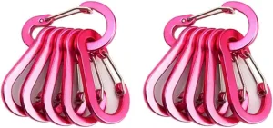 Carabiner,Carabiner Clip, Carabiner Clips 6/12pcs Outdoor Camping Multi Tool Mountaineering Buckle Steel Small Carabiner Clips Fishing Climbing(12Pcs Rose Red)
