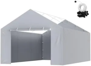 Carport Replacement Canopy Cover Side Wall 12 x 20 ft, Garage Tent Shelter Tarp Heavy-Duty Waterproof & Protected, Easy Installation with Ball Bungees,Grey (Top and Frame Not Included)