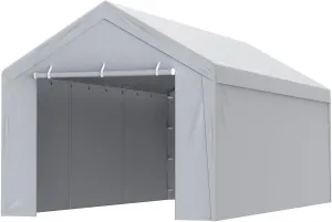 Carport Replacement Canopy Cover Top   Side Wall 10 x 20 ft, Garage Tent Shelter Tarp Heavy-Duty Waterproof & UV Protected, Easy Installation with Ball Bungees,White (Frame Not Included)