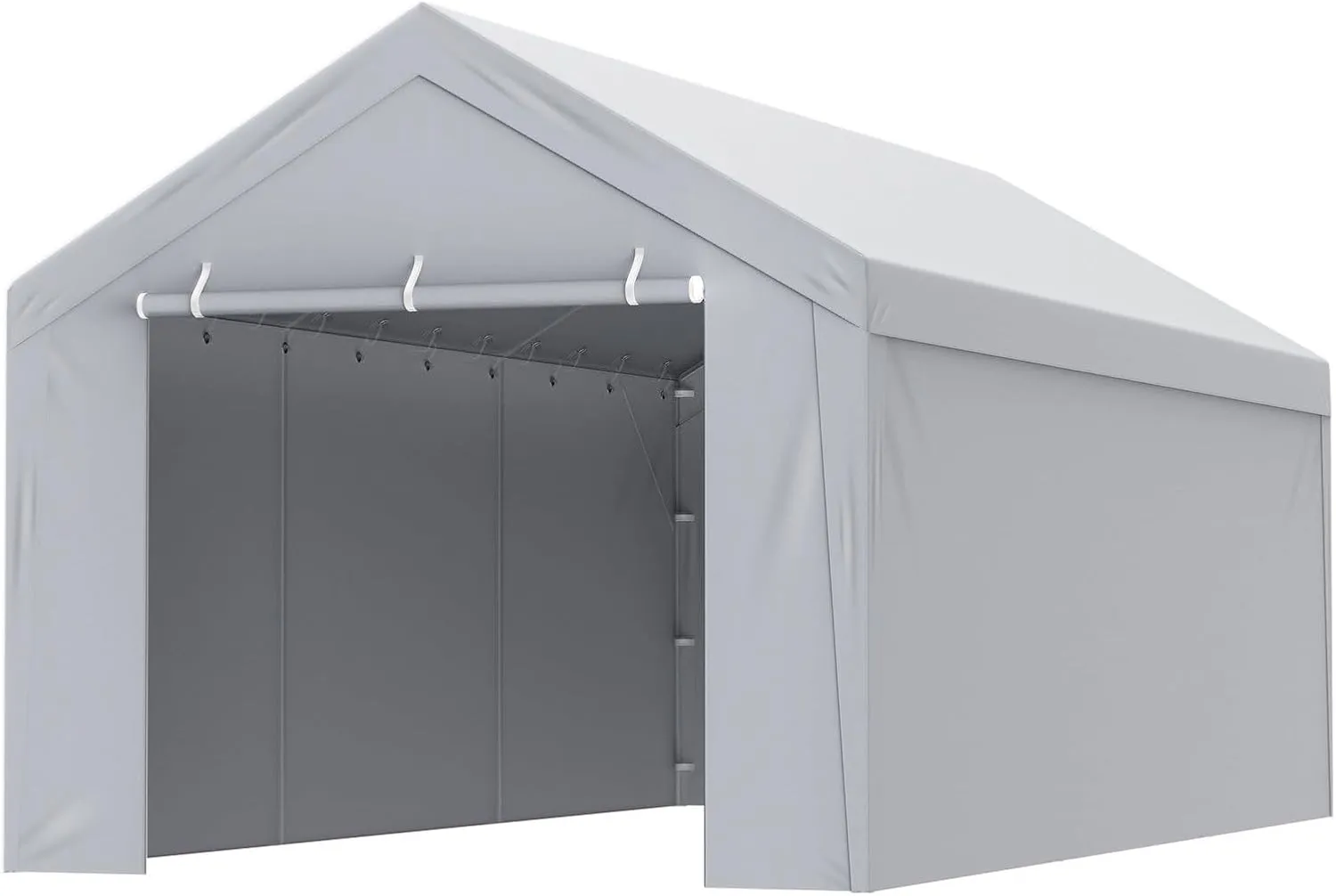 Carport Replacement Canopy Cover Top   Side Wall 10 x 20 ft, Garage Tent Shelter Tarp Heavy-Duty Waterproof & UV Protected, Easy Installation with Ball Bungees,White (Frame Not Included)