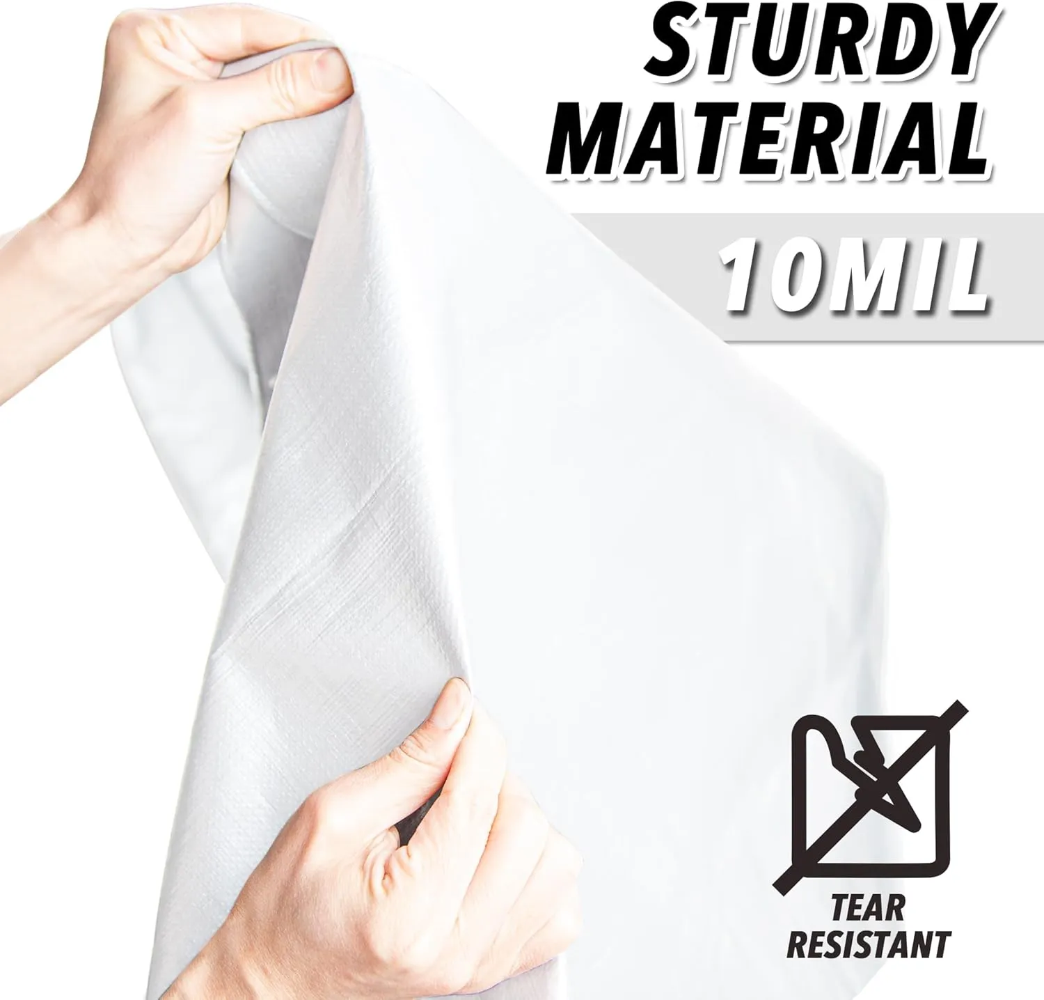 CARTMAN Finished Size 10x20 Feet 10 Mil White Heavy Duty Poly Tarp, Multipurpose Protective Cover, UV Resistant, Waterproof Poly Tarpaulin with Reinforced Edges Tarpaulin with Reinforced Edges