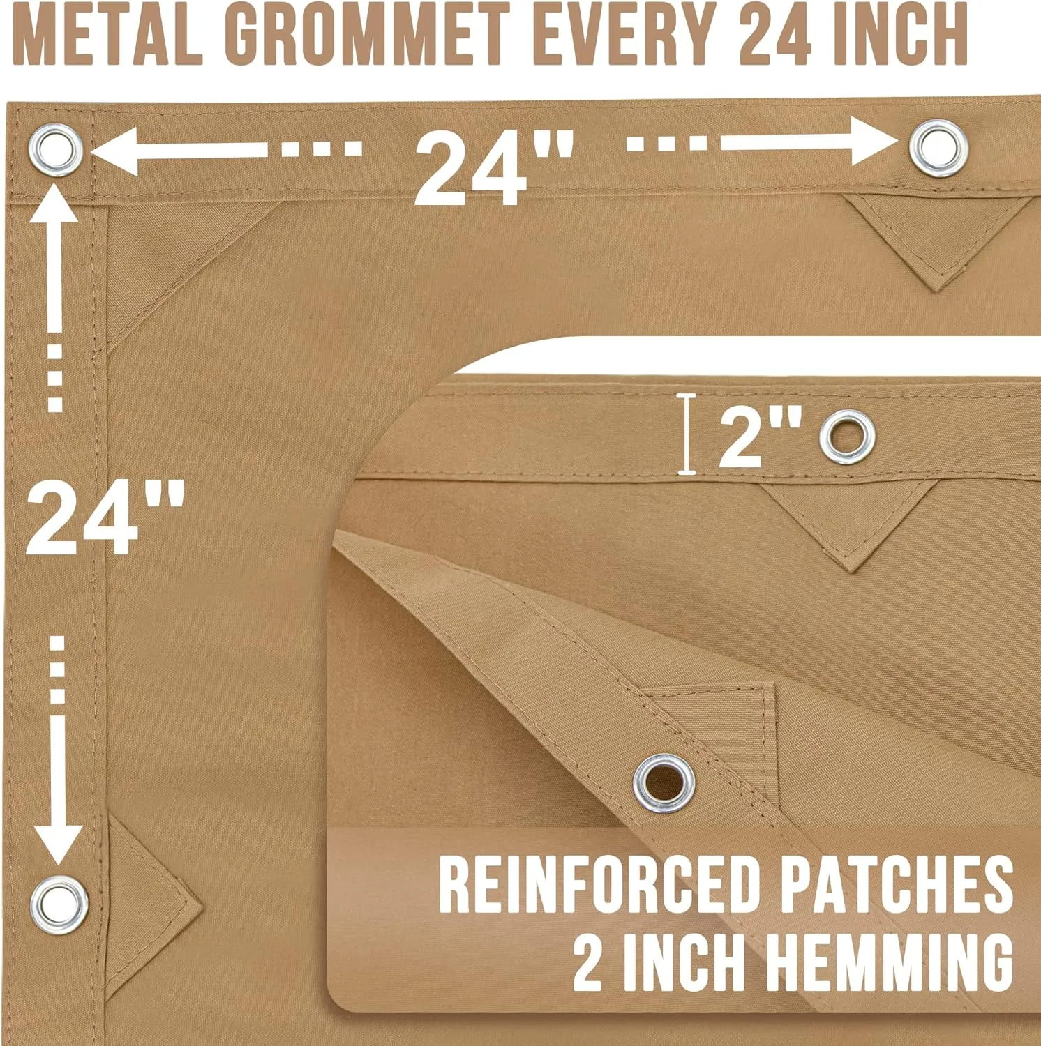 CARTMAN Finished Size 8x10 Feet Tan 2PK Canvas Tarp with Rustproof Grommets, Heavy Duty Multipurpose Tarpaulin Cover for Canopy Tent, Roof, Camping, Woodpile