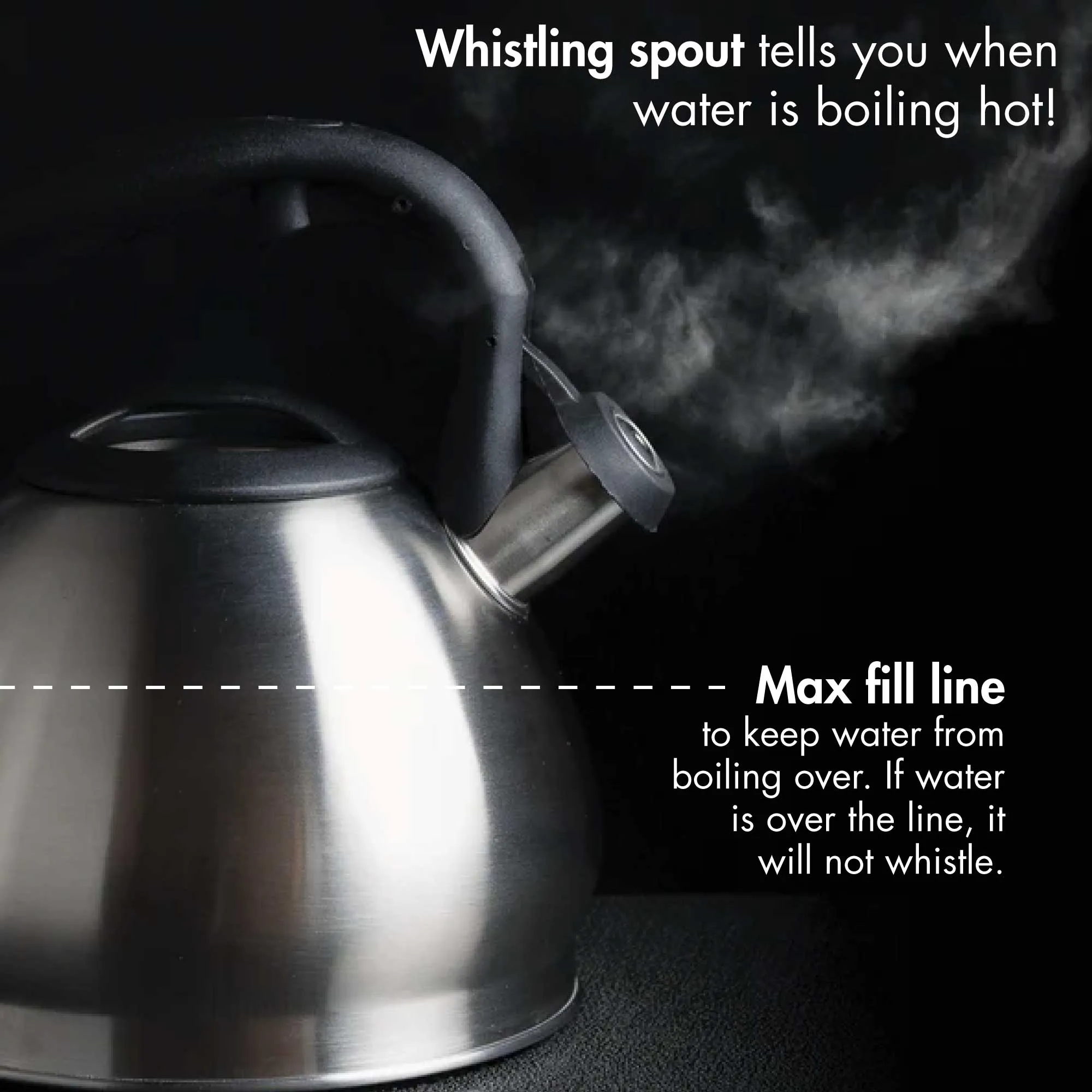 Cascade Whistling Kettle, 3 Qt, Flip-Up Spout, Fast Heating - Primula