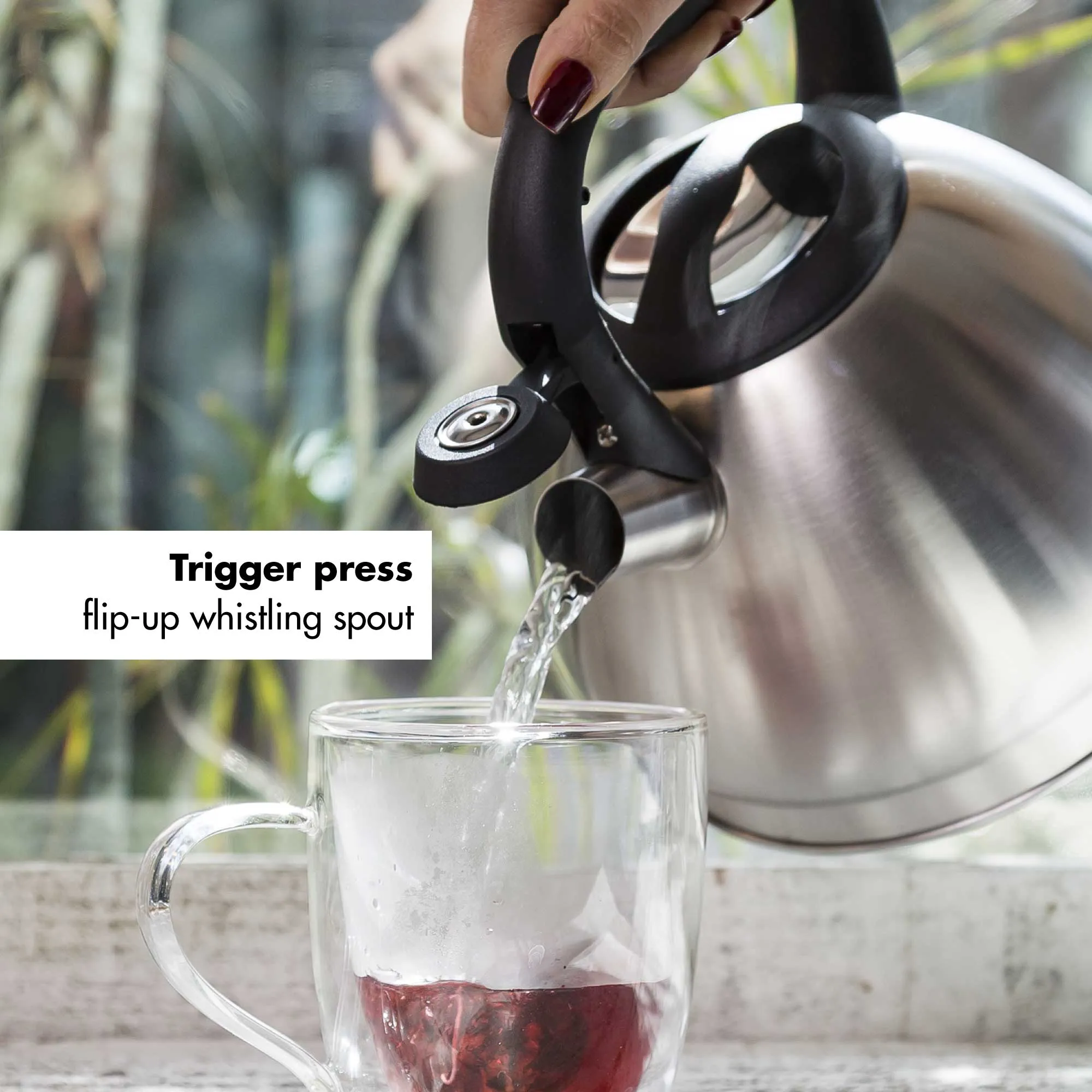 Cascade Whistling Kettle, 3 Qt, Flip-Up Spout, Fast Heating - Primula