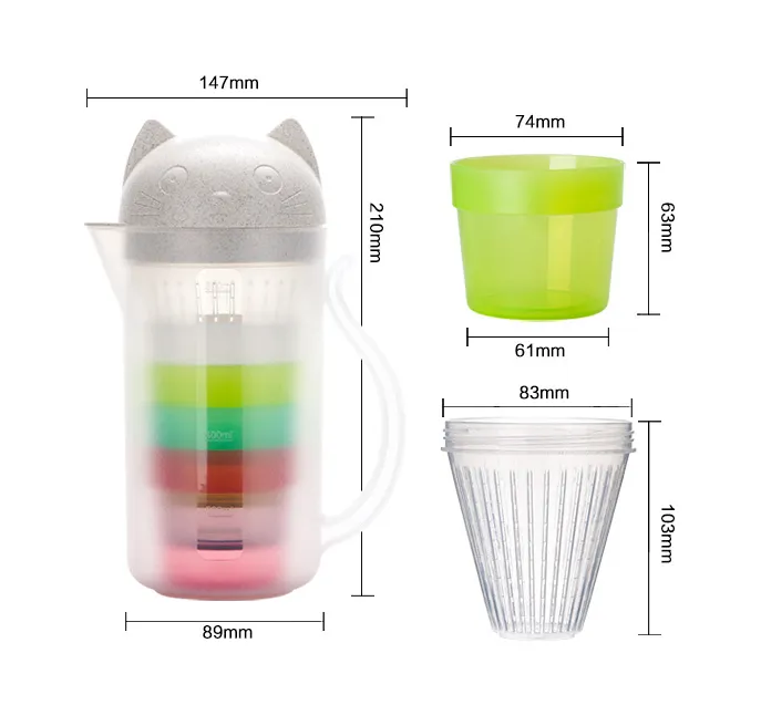Cat water bottle kettle set plastic household heat-resistant explosion-proof portable teapot with filter