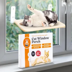 Cat Window Perch – Cordless Foldable Hammock with Hygienic, Claw-Resistant Polyester Mesh, Strong Suction Cups, Space-Saving Shelf and Stylish Lounger for Napping – Holds Up to 40 lbs