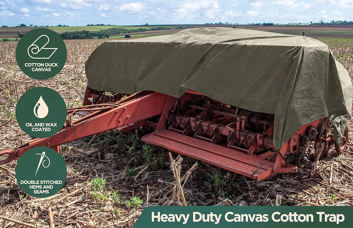 CCS Waterproof Canvas Tarp Cover (21oz) – Heavy Duty Duck Cloth, Waxed Canvas Tarpaulin with Rustproof Brass Grommets for Camping, Construction, Equipment & Outdoor Use (Olive Drab, 10x12 Ft)