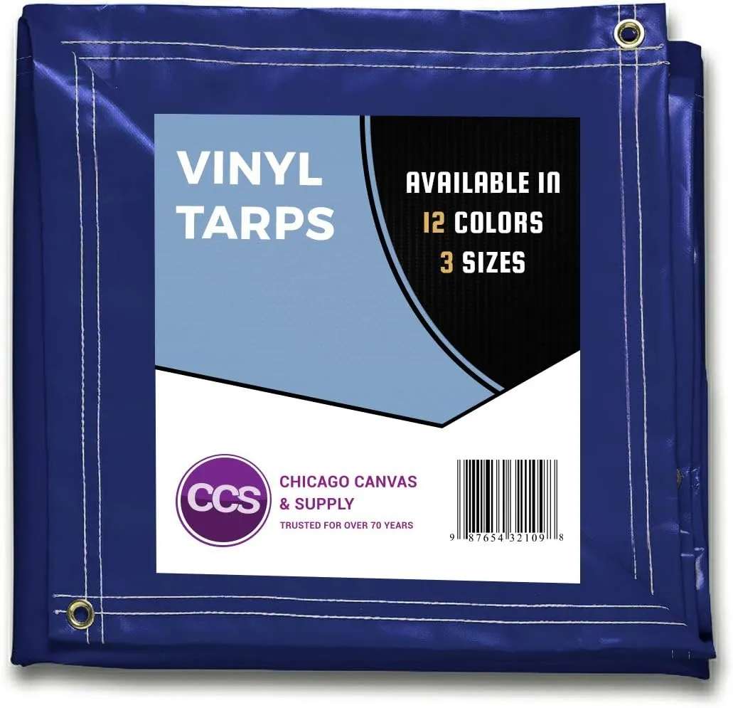 CCS Waterproof Vinyl Tarp – Heavy Duty Tarpaulin with Rustproof Grommets for Truck Cover, Construction, Farm Equipment & Outdoor Protection (Blue, 5x7 Ft)