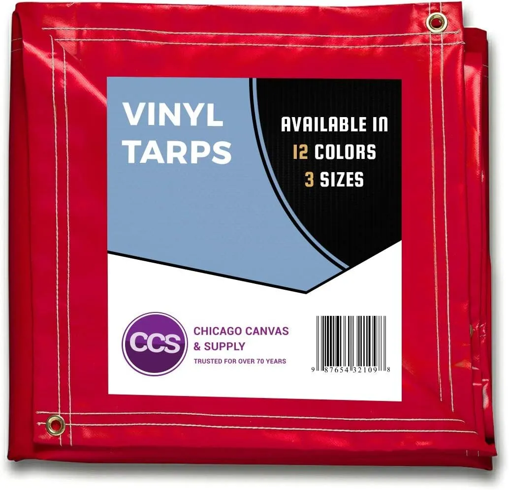 CCS Waterproof Vinyl Tarp – Heavy Duty Tarpaulin with Rustproof Grommets for Truck Cover, Construction, Farm Equipment & Outdoor Protection (Red, 8x10 Ft)