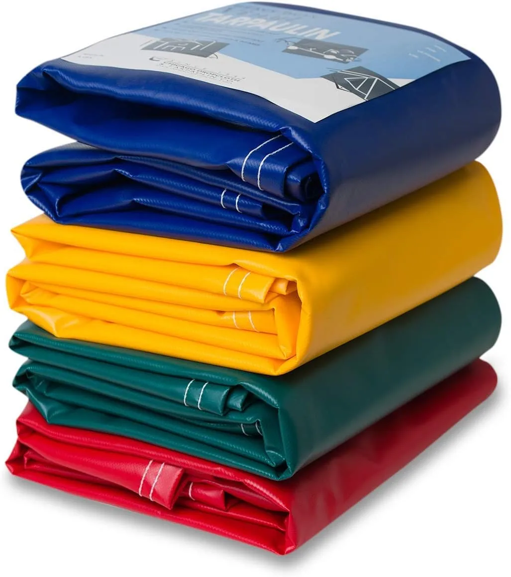 CCS Waterproof Vinyl Tarp – Heavy Duty Tarpaulin with Rustproof Grommets for Truck Cover, Construction, Farm Equipment & Outdoor Protection (Red, 8x10 Ft)