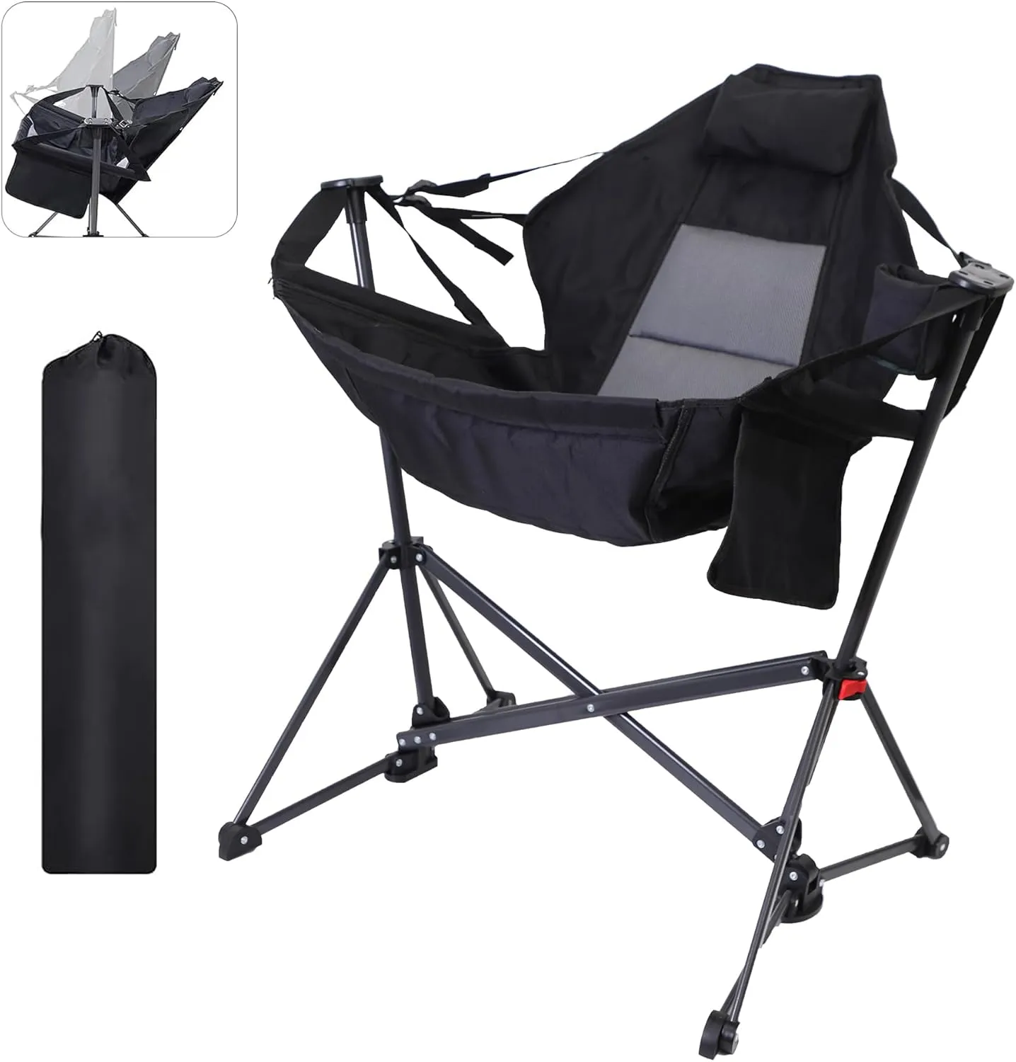 CDEN Hammock Chair, Swinging Camping Chairs, Rocking Chairs for Outdoors, Heavy Duty, Cup Holder, Side Pocket (1 Pack)