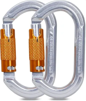 CE Certified Auto Locking Climbing Carabiner Clips, 22KN O Shaped Heavy Duty Locking Climbing Carabiner for Rock Climbing, Mountaineering and Rescue