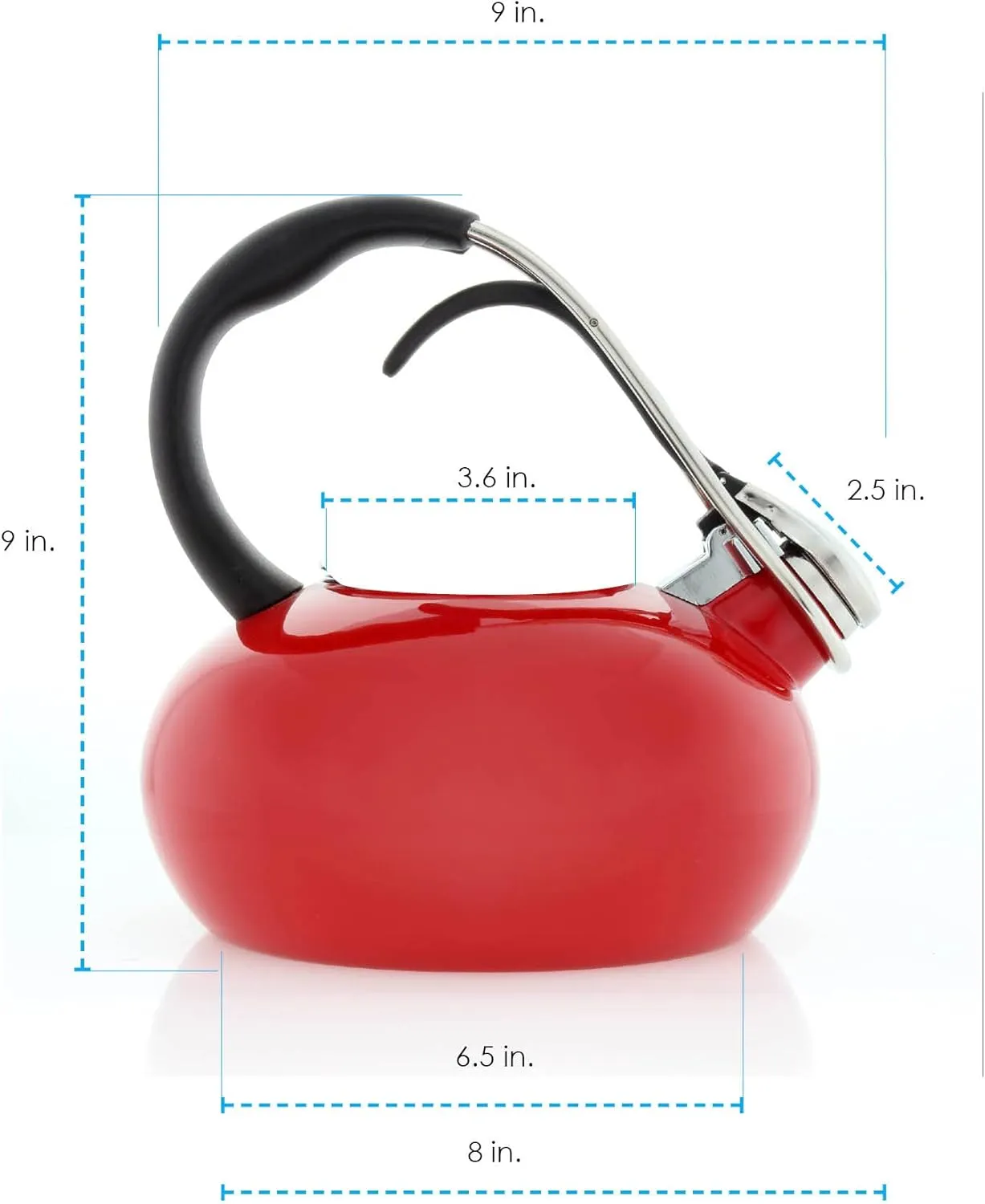 Chantal Classic Loop Enamel on Steel Whistling Tea Kettle, 1.8 quart (Red)