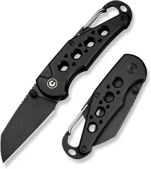 CIVIVI Pragma Folding Knife, Pocket Knife Multitool with EDC Carabiner, Bottle Opener, 2.2" Nitro-V Blade Aluminum Handle, Ideal Gift for Men Women C23062B-1 (Black)