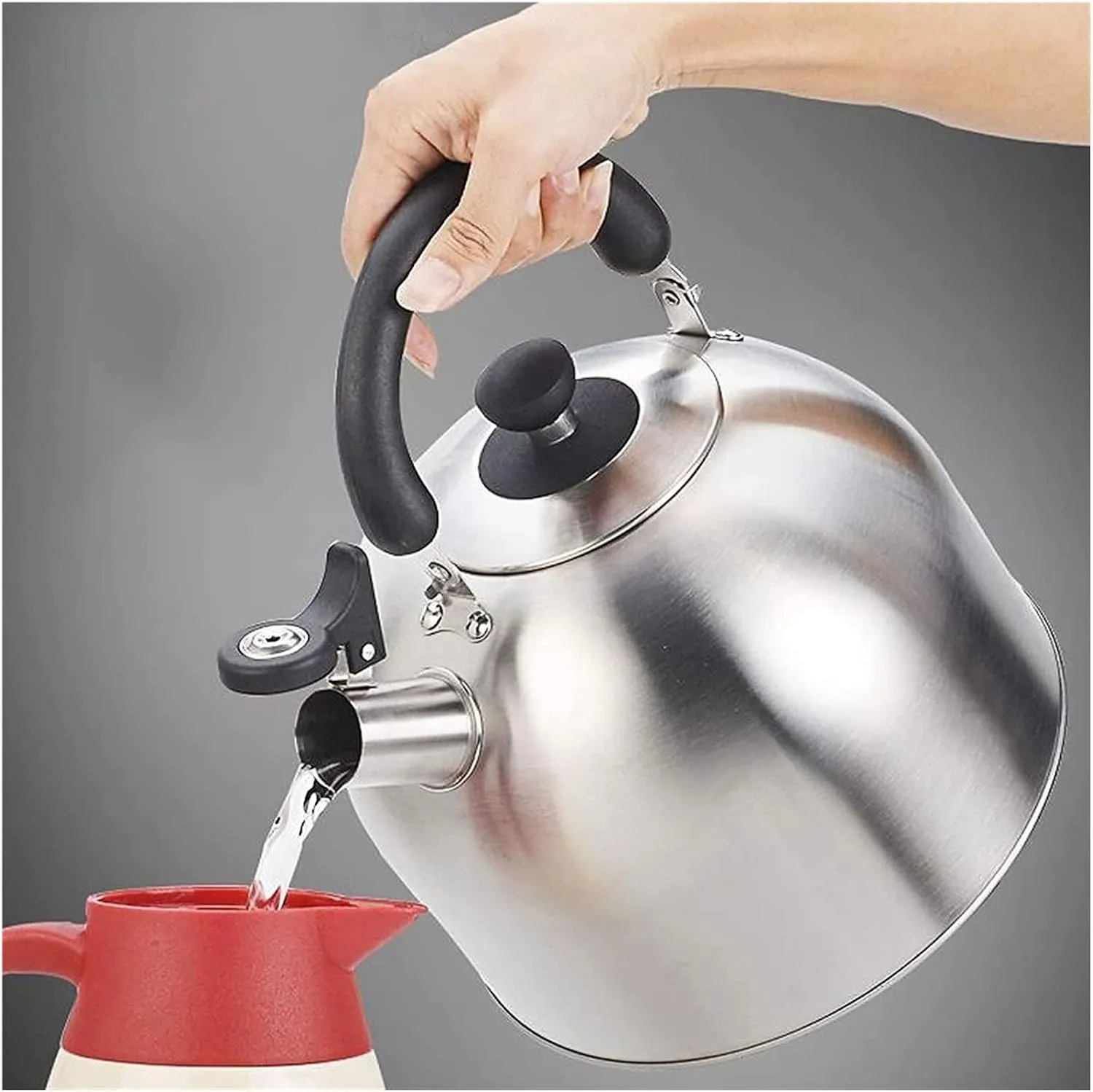 Classic Kettle Stove Top Whistling Kettle Stainless Steel Whistling Camping Kettle Lightweight Compact Classic for Campsite, Campfire, BBQ, Walking Holiday, Glamping, Festival Camping Kettle(3L)