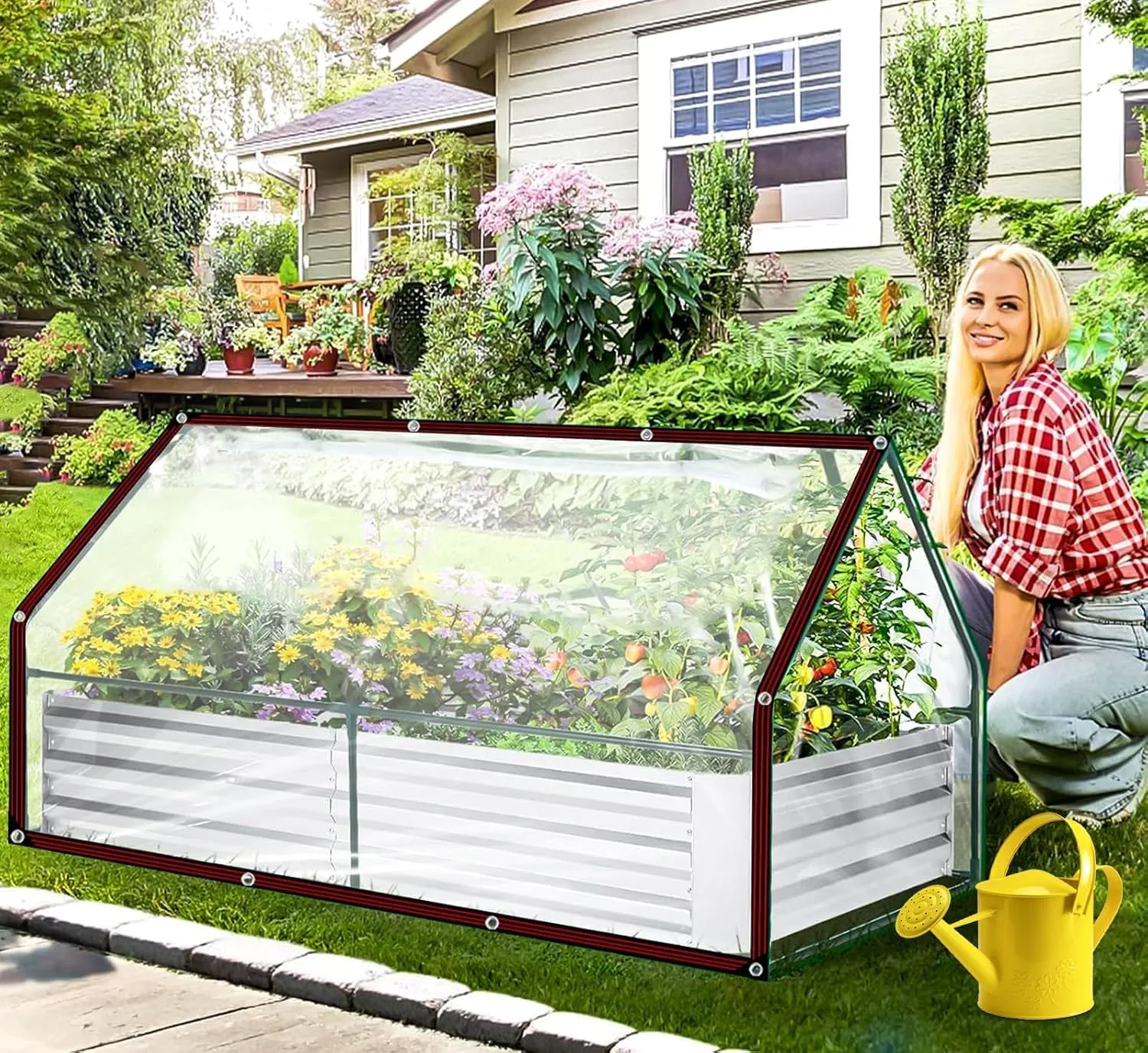 Clear Tarp - Heavy Duty Waterproof 7x10FT Plastic Tarps with Grommets Clear Vinyl Tarps for Outdoor Porches Transparent Tarpaulin for Patio Enclosure Roofs Greenhouse Plant Chicken Coop Cover