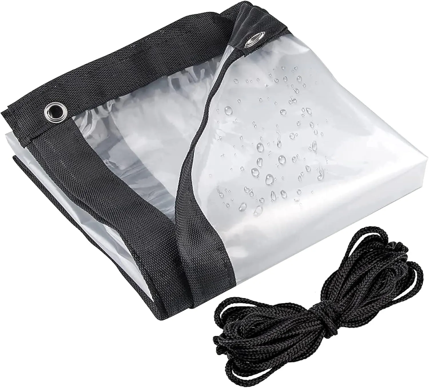 Clear Tarpaulin Cover Waterproof 20x20ft, Clear Poly Tarps Heavy Duty Waterproof, Transparent Tarp Waterproof with Rustproof Grommets, UV Resistant, with Ropes