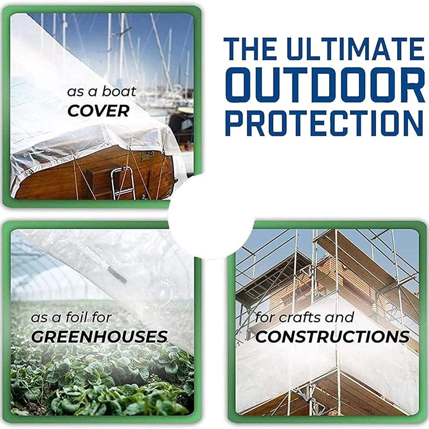 Clear Tarpaulin Cover Waterproof 20x20ft, Clear Poly Tarps Heavy Duty Waterproof, Transparent Tarp Waterproof with Rustproof Grommets, UV Resistant, with Ropes