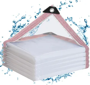 Clear Tarps Heavy Duty Waterproof 10x10,Clear Plastic Tarp with Grommets,Transparent PVC Vinyl Tarpaulin for Outdoor,Plant,Garden,Chicken Coop,Patio,Cat Litter
