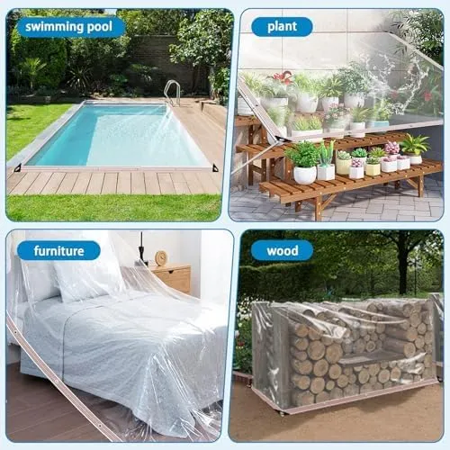 Clear Tarps Heavy Duty Waterproof 7x9,Clear Plastic Tarp with Grommets,Transparent PVC Vinyl Tarpaulin for Outdoor,Plant,Garden,Chicken Coop,Patio,Cat Litter