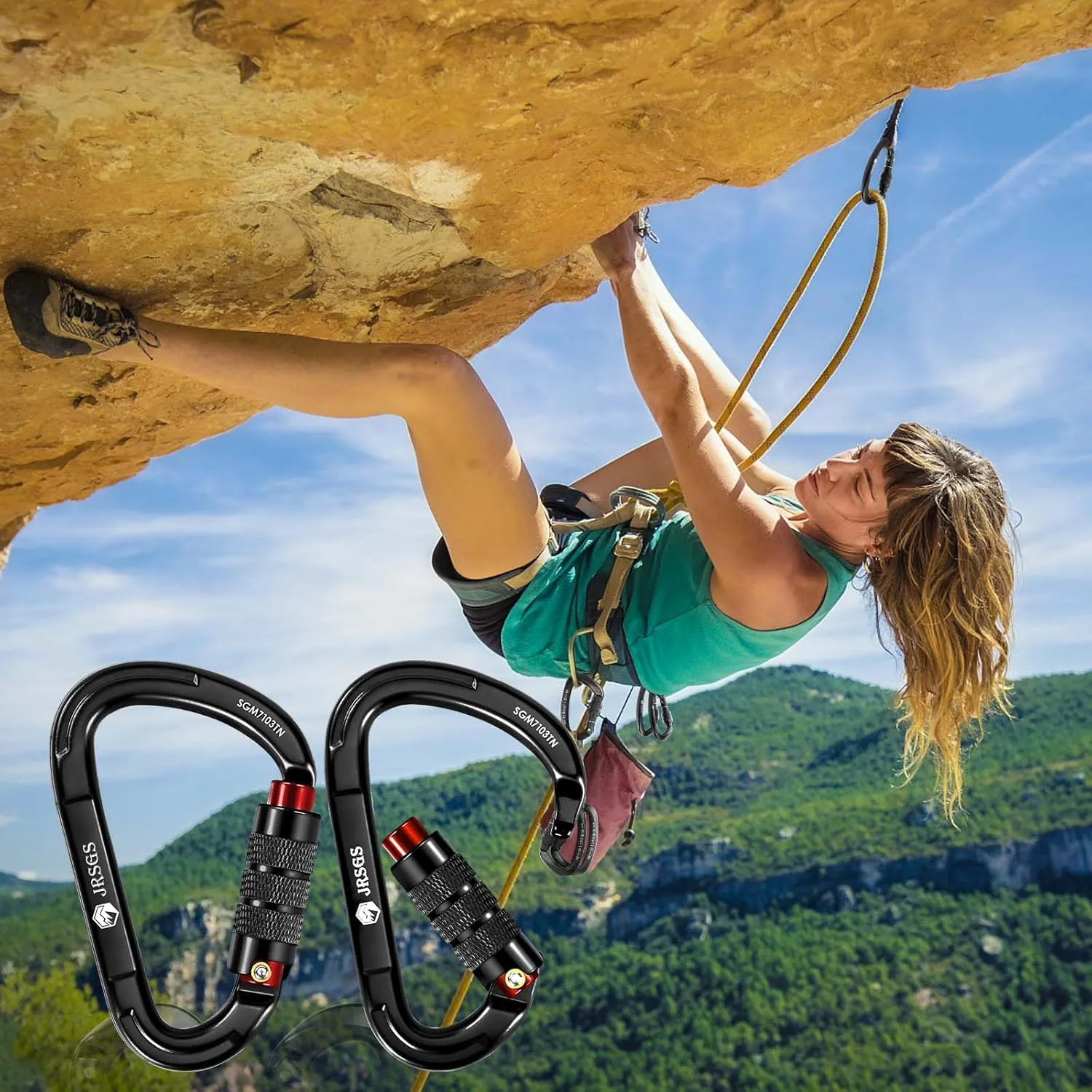Climbing Carabiner 25KN Large Carabiner Clip Auto Locking Carabiner Obtained UIAA Certification Heavy Duty Carabiners Suitable for Rock Climbing, Camping, Gym,Rescue