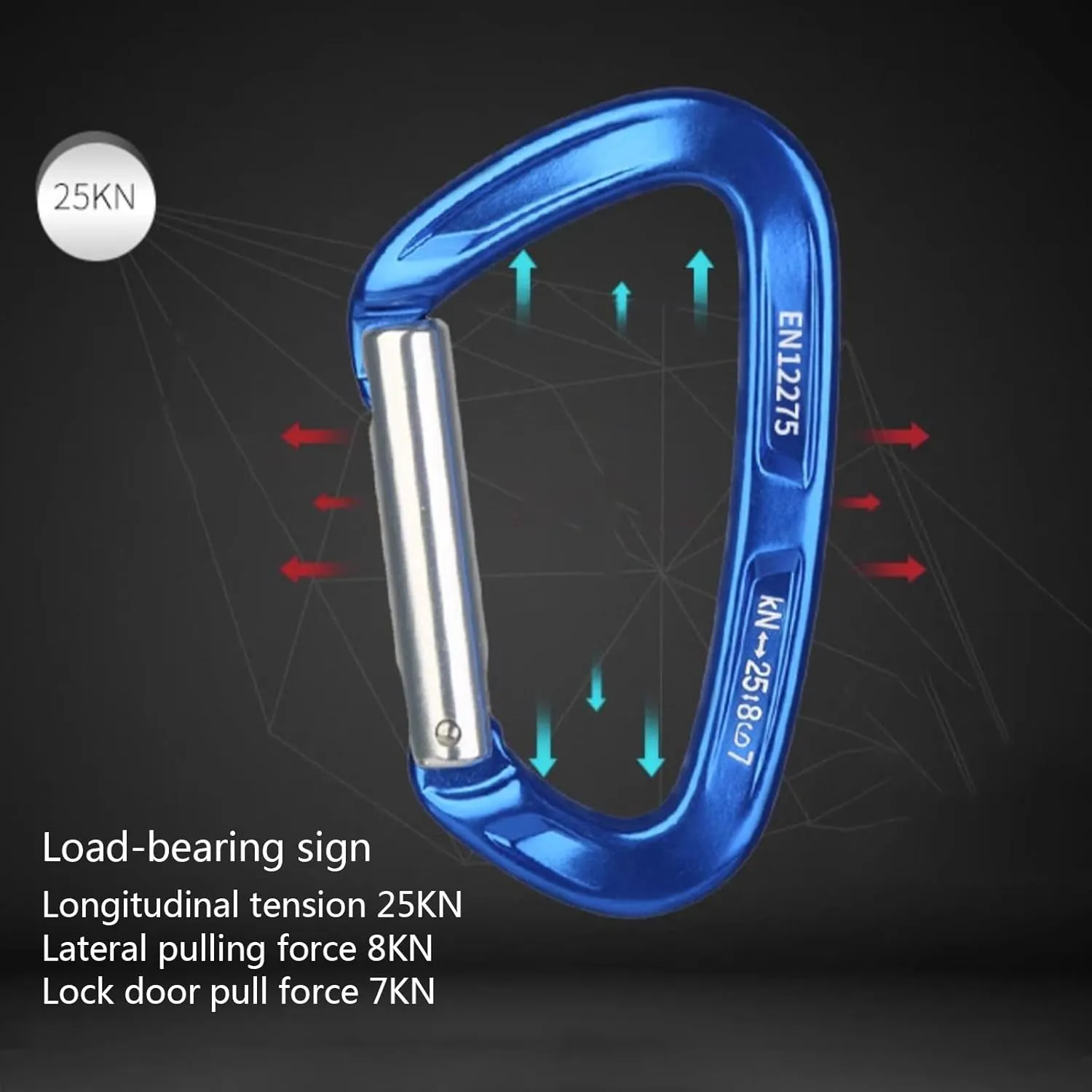 Climbing Carabiners Locking Carabiner Clip Climbing Quick Release Kit Main Carabiner Flat Belt Quick Release,Blue,Flat Belt Length:27cm