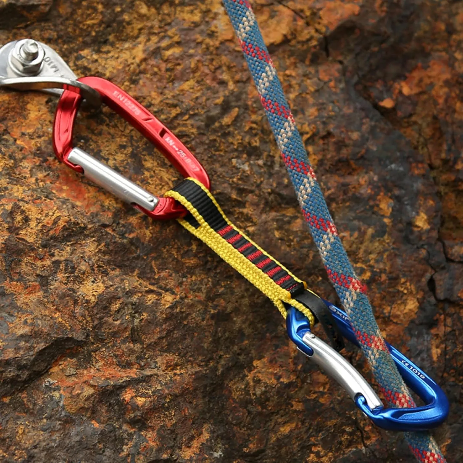 Climbing Carabiners Locking Carabiner Clip Climbing Quick Release Kit Main Carabiner Flat Belt Quick Release,Blue,Flat Belt Length:27cm