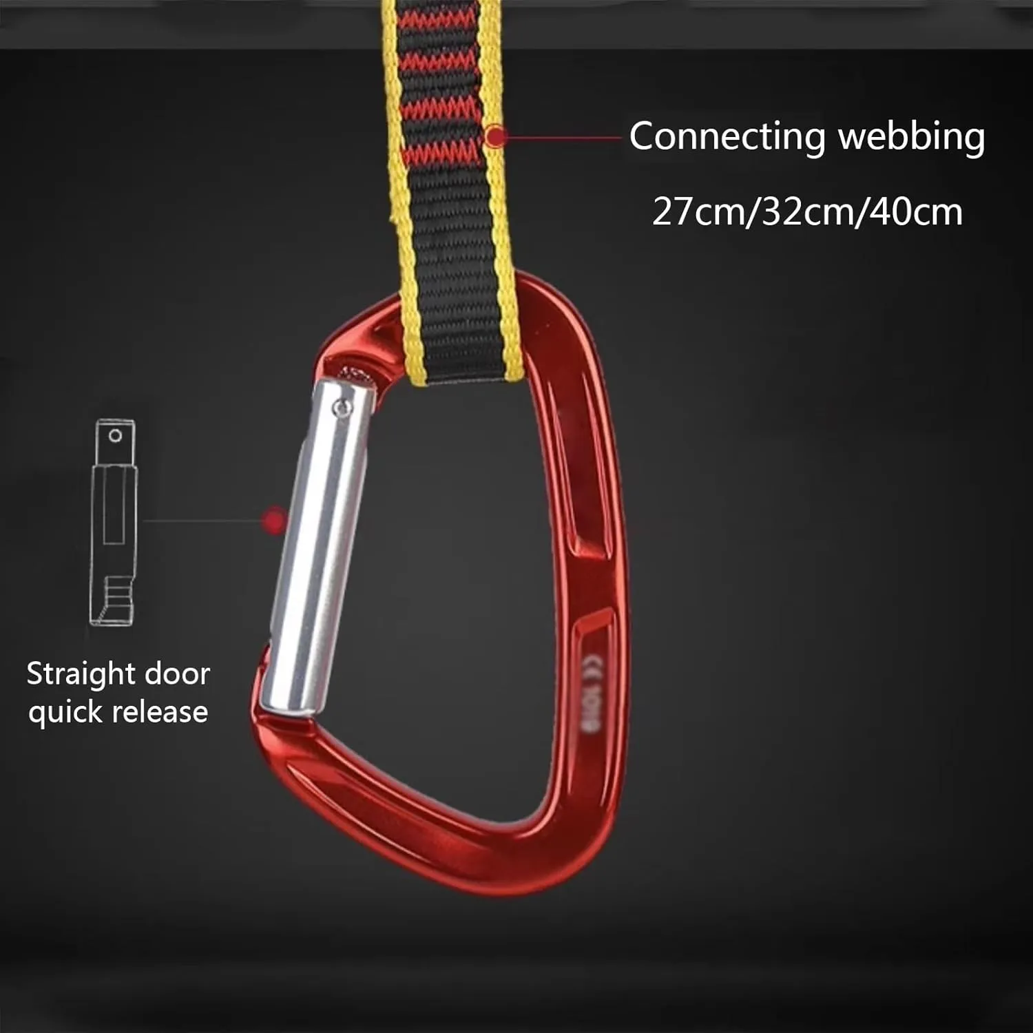 Climbing Carabiners Locking Carabiner Clip Climbing Quick Release Kit Main Carabiner Flat Belt Quick Release,Blue,Flat Belt Length:27cm