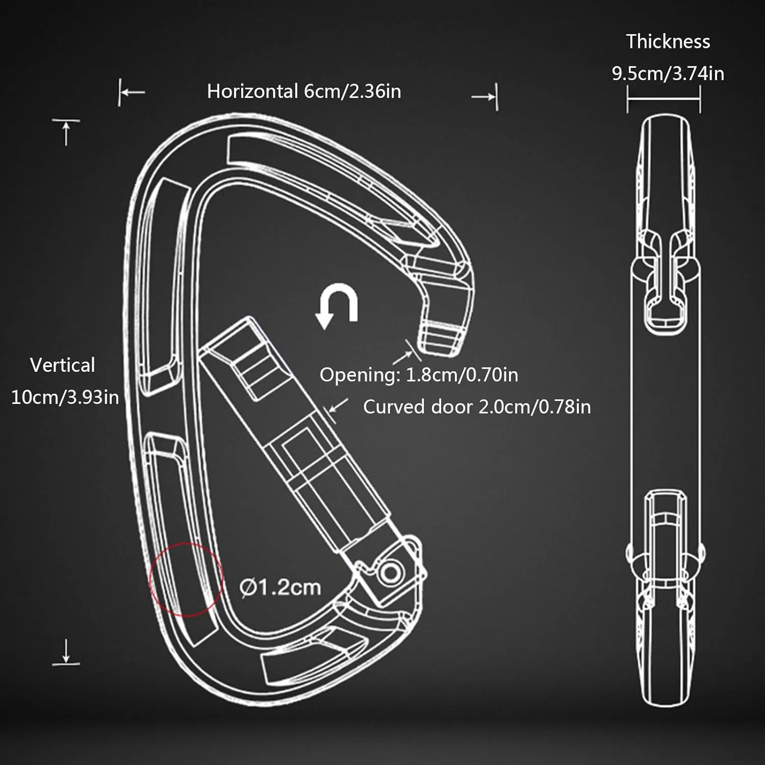 Climbing Carabiners Locking Carabiner Clip Main Carabiners Straight Curved Door Flat Belt Fast Hanging Set Climbing Gear,Red