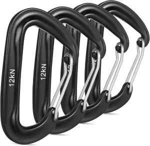 Climbing Gear Essential 4 Pcs D-Shape Metal Snap Hooks for Tents Hiking and Dogs