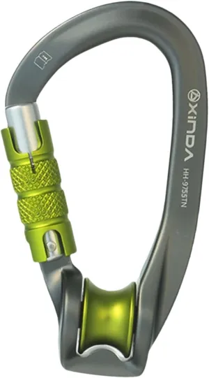 Climbing Pulley Carabiner D Shaped Locking Screwgate Carabiner Quick Installation Portable Pulley Karabiner for Hiking Travel