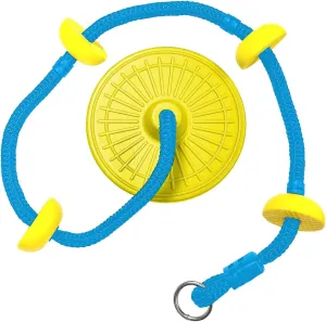 Climbing Rope Tree Swing Seat Disc Swing Seat Set with Platforms Kids Indoor Outdoor Playground Accessories Including Hanging Strap & Carabiner (Blue)